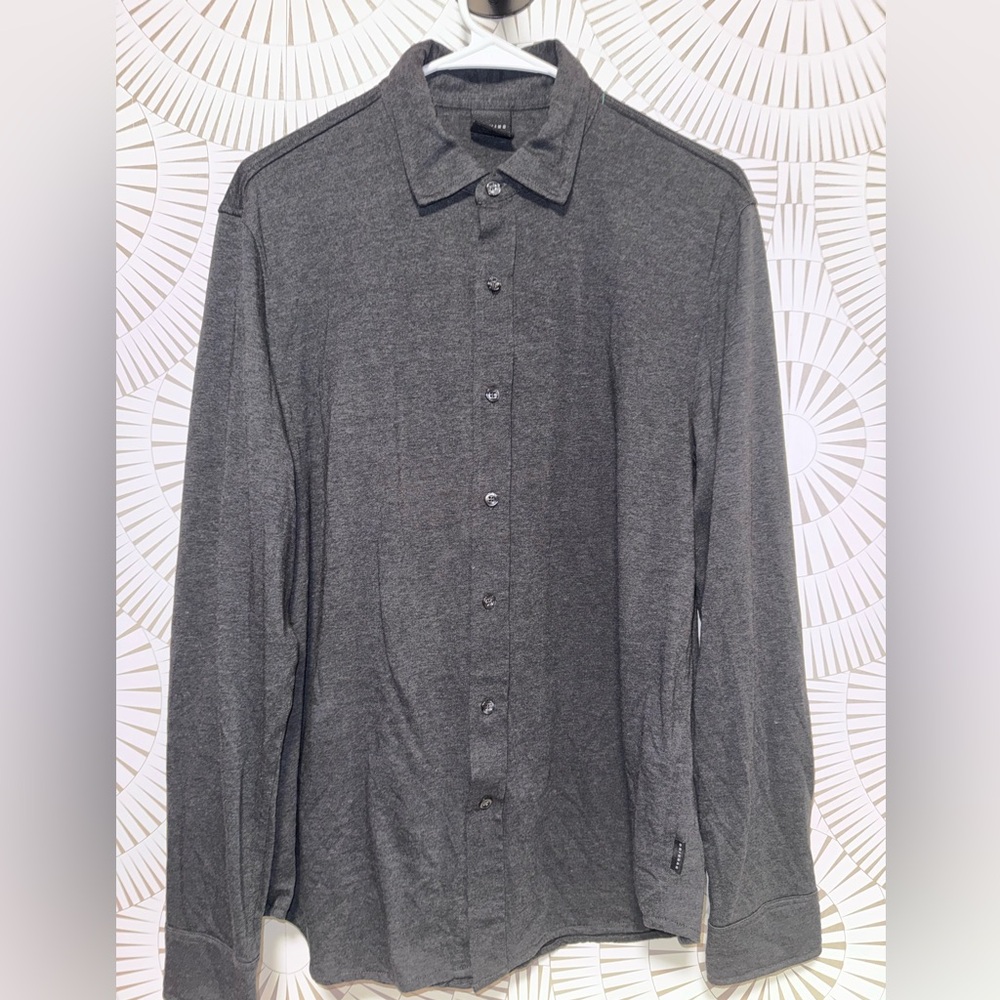 DUNNING Men’s Long Sleeve Button Down Performance Charcoal Gray‎ Shirt Medium